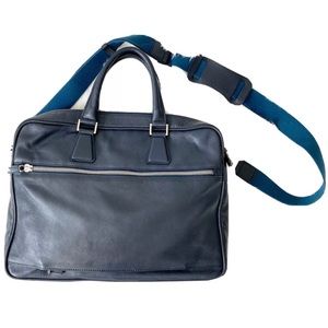 🧤SOLD🧤Barneys New York Leather Navy Blue Briefca